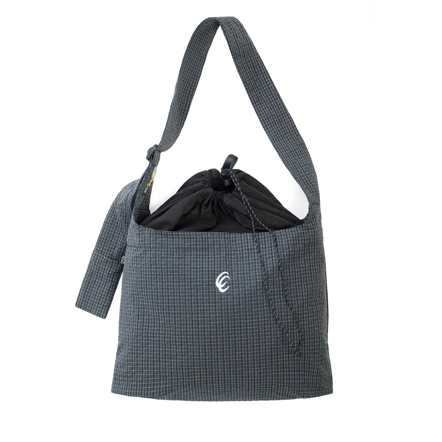 CC Nylon Grid Crossbody Bag - Black