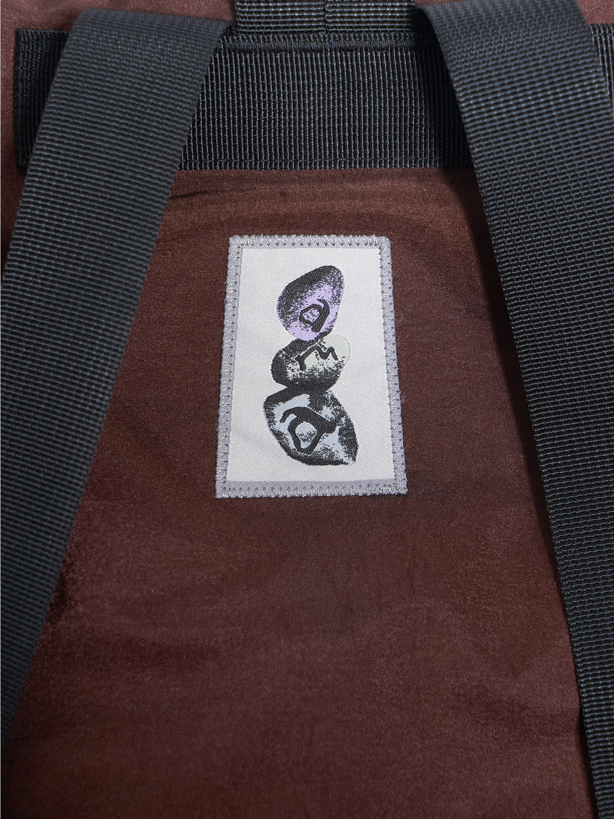 Nylon Spiral Embroidery Backpack - Brown & Navy