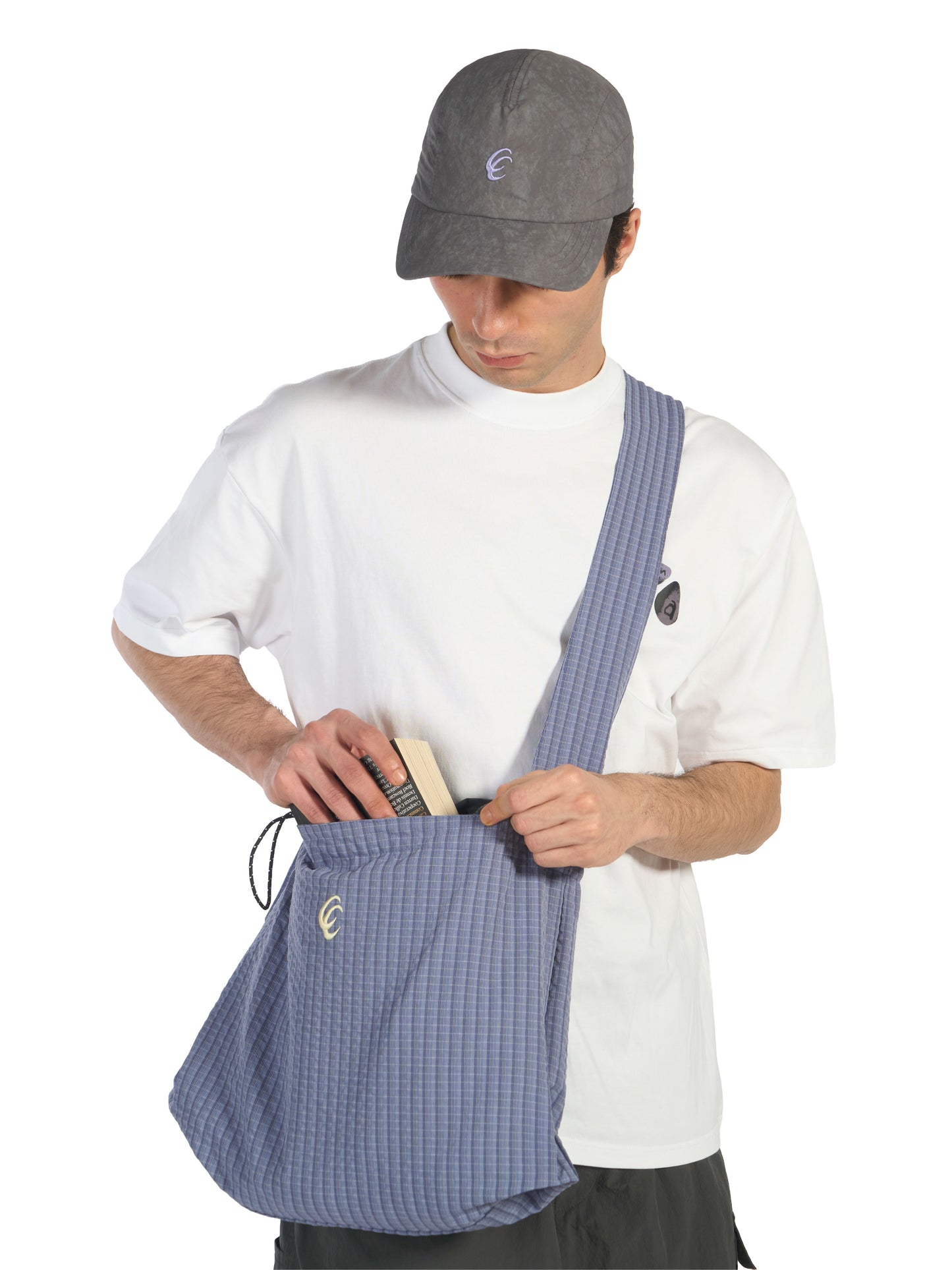 CC Nylon Grid Crossbody Bag - Blue