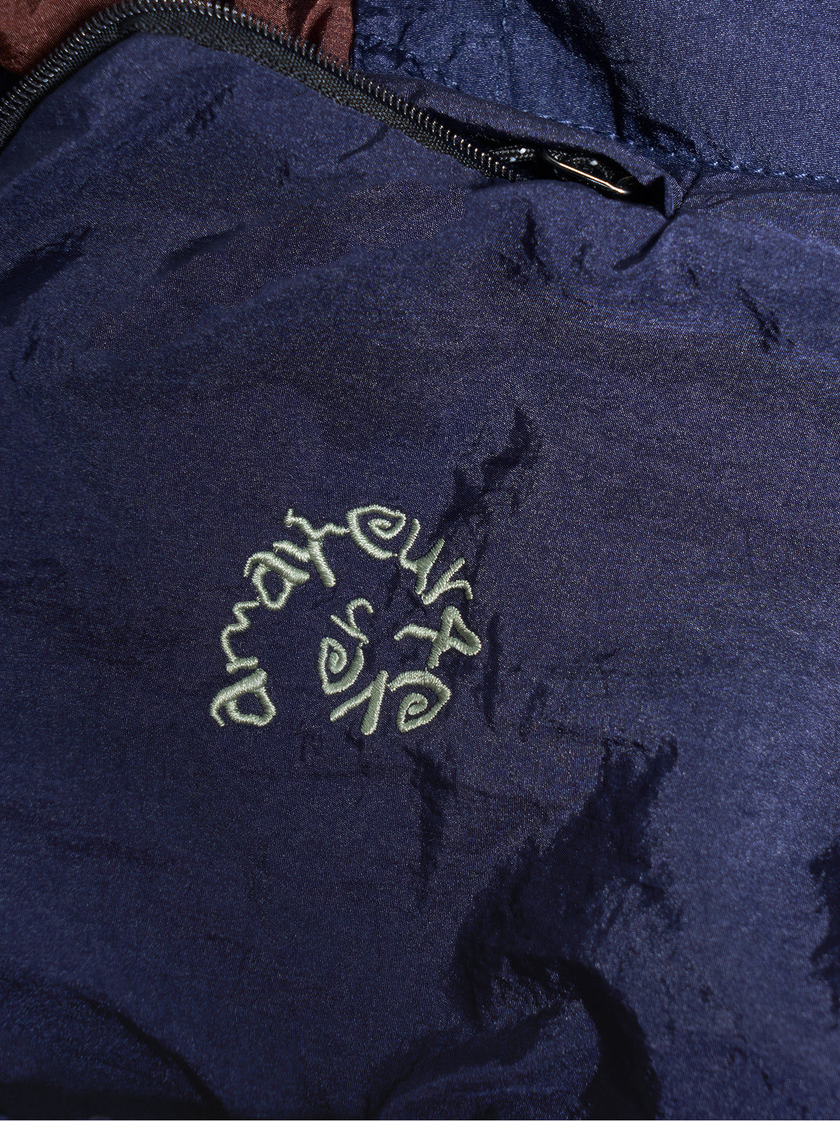 Nylon Spiral Embroidery Backpack - Brown & Navy