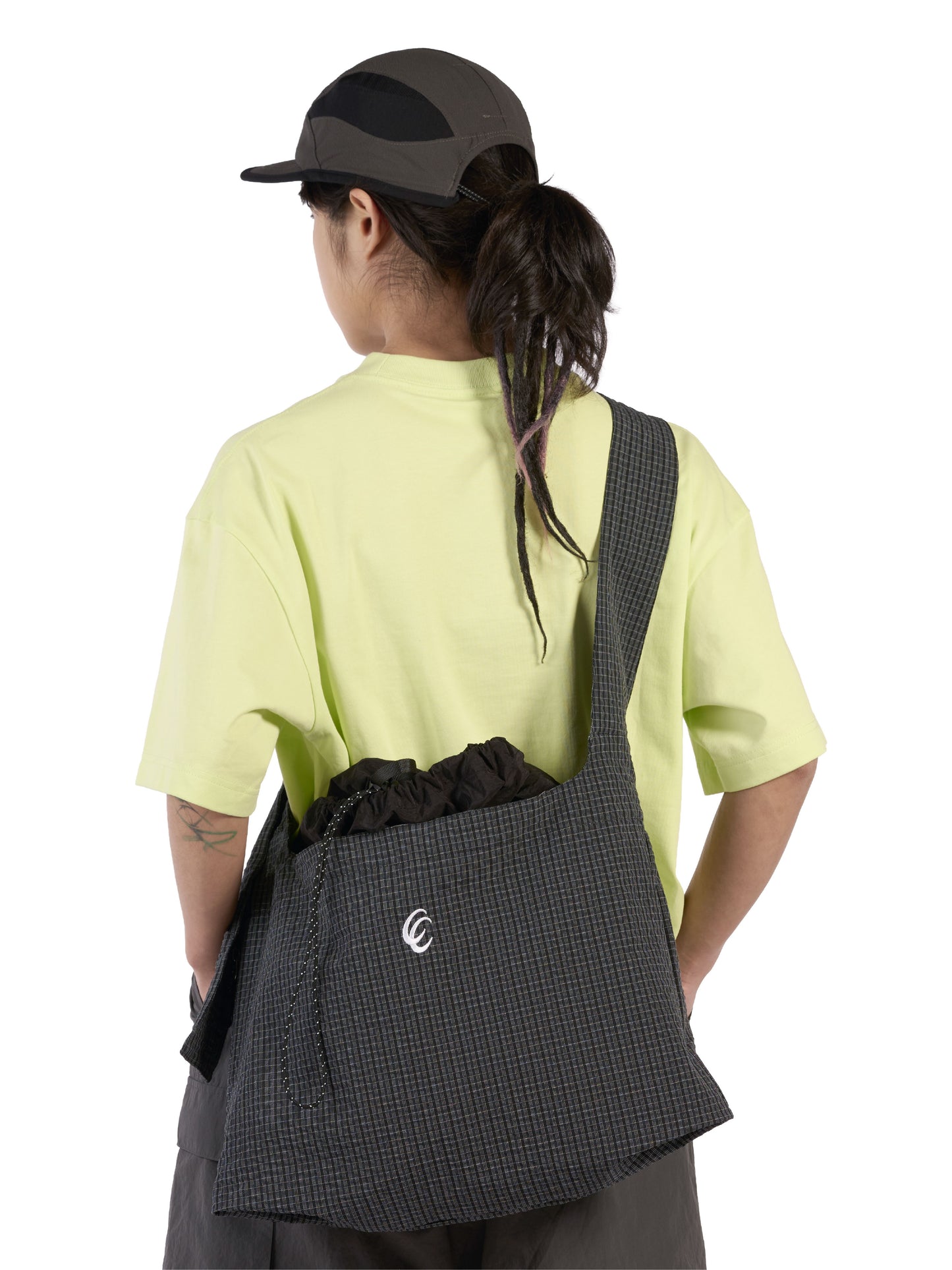CC Nylon Grid Crossbody Bag - Black