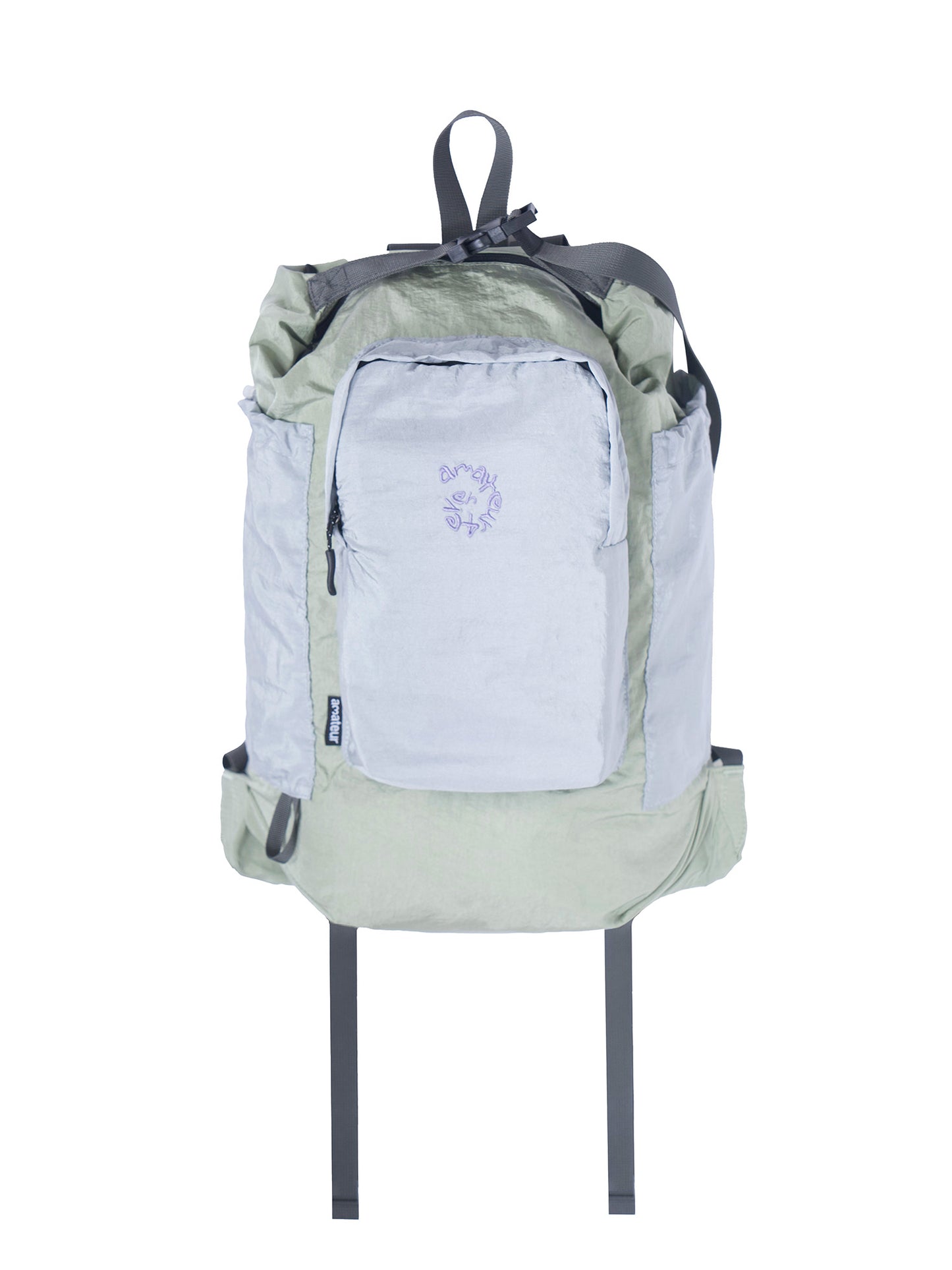 Nylon Spiral Embroidery Backpack - Green & Blue