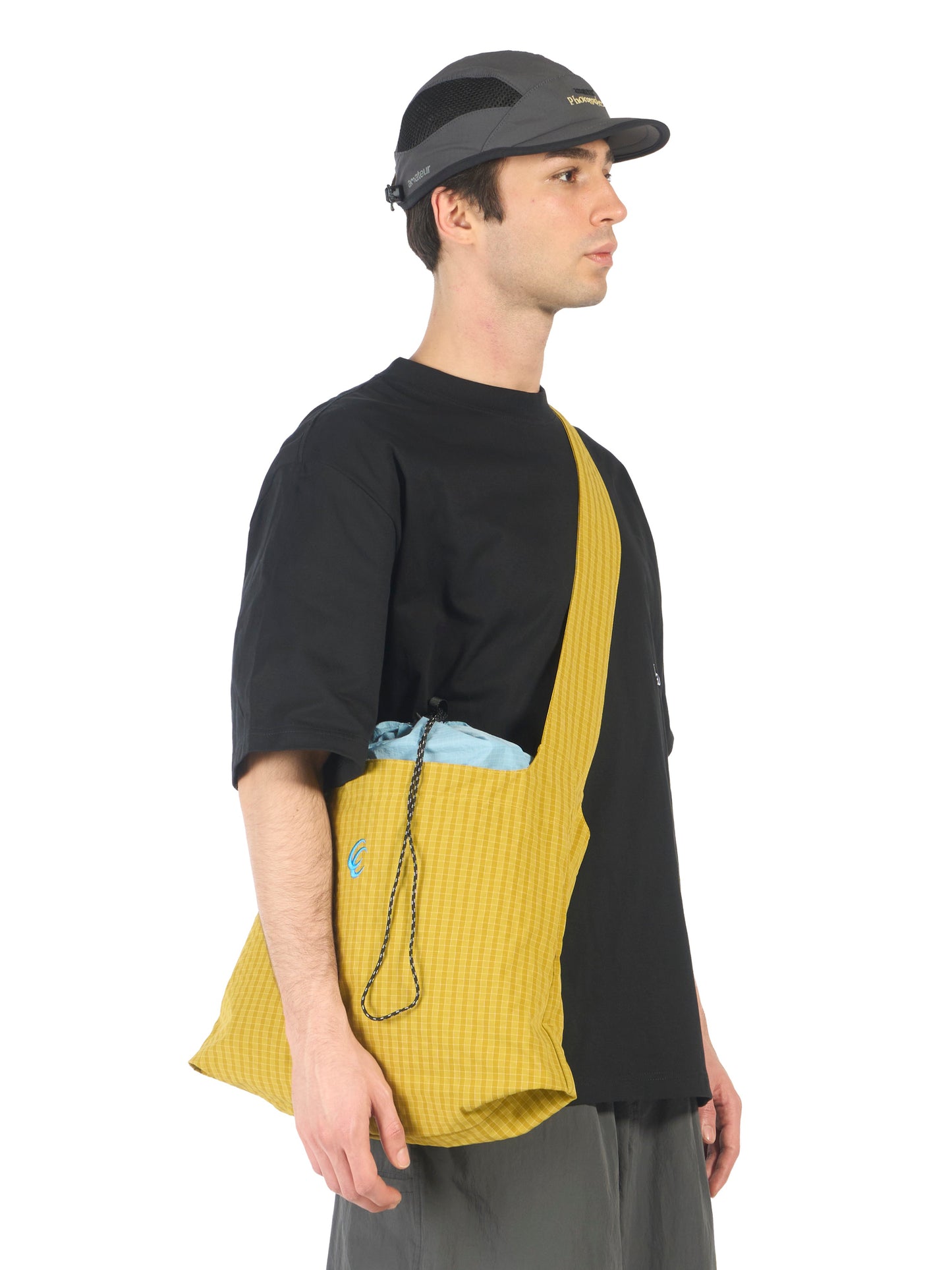 CC Nylon Grid Crossbody Bag - Yellow