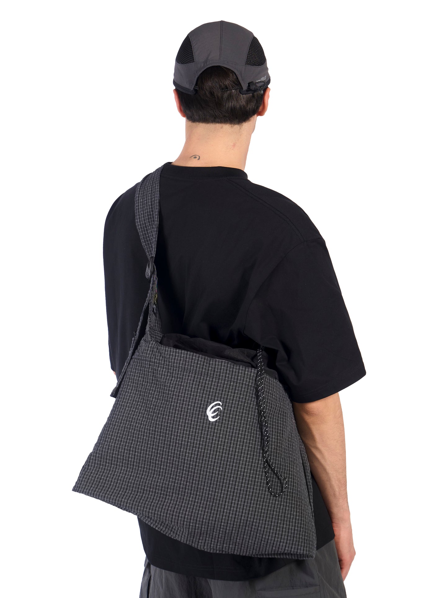 CC Nylon Grid Crossbody Bag - Black